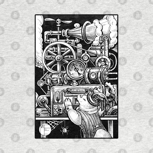Mr. Ferret and His Amazing, Fantastic Machine - Steampunk by Nat Ewert Art